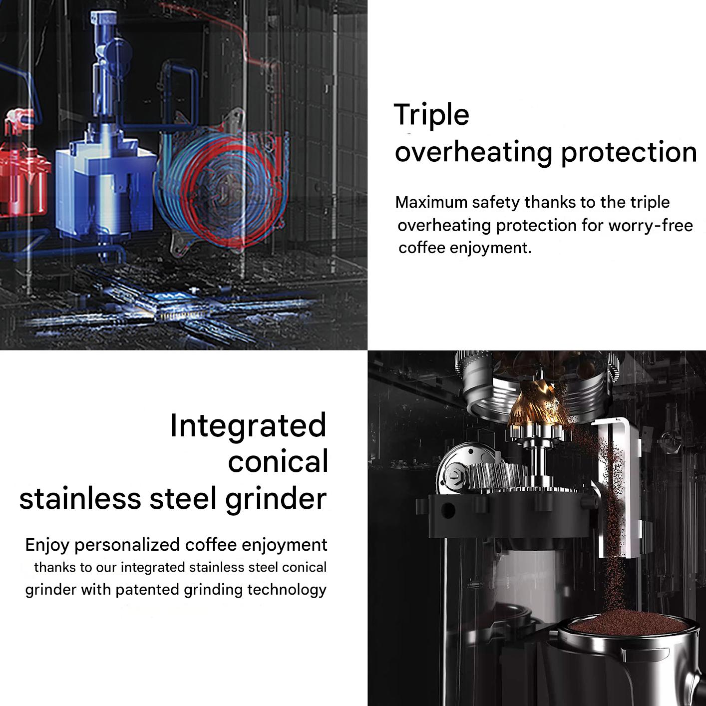 Espressomachine – Koffiemachine – Barista Machine – Koffiezetapparaat – Espresso Maker – 20 Bar Druk – 2800 W Vermogen – Ingebouwde Koffiemolen – Dubbel Verwarmingselement – RVS 2,7 L Waterreservoir