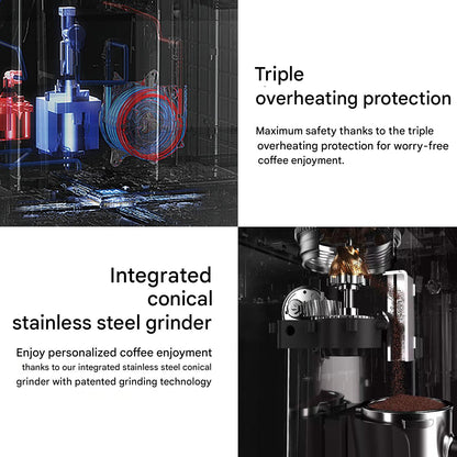 Espressomachine – Koffiemachine – Barista Machine – Koffiezetapparaat – Espresso Maker – 20 Bar Druk – 2800 W Vermogen – Ingebouwde Koffiemolen – Dubbel Verwarmingselement – RVS 2,7 L Waterreservoir