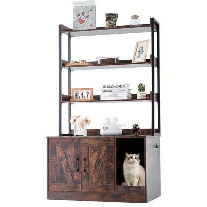kattenbakhuisje – kattenbakombouw – kattenbakmeubel – kattenkast – kattenhuis – met 4 opberglades – stevig hout en metaal – geurwerend & stijlvol design