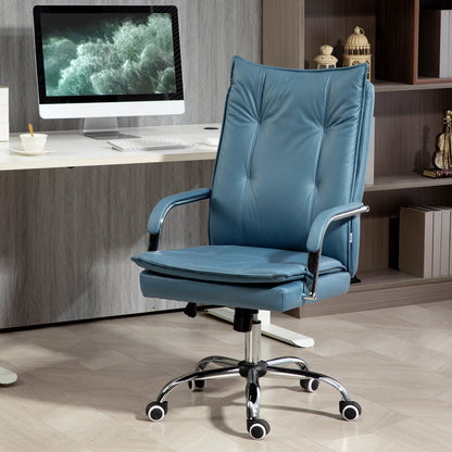 Bureaustoel – Ergonomische Stoel – Office Chair – Draaistoel – Kantoorstoel – Verstelbare Hoogte – Kantelfunctie Rugleuning – Hoogte Verstelbaar – Met Wieltjes – Blauw – Comfortabel Foam – 360° Draaibaar