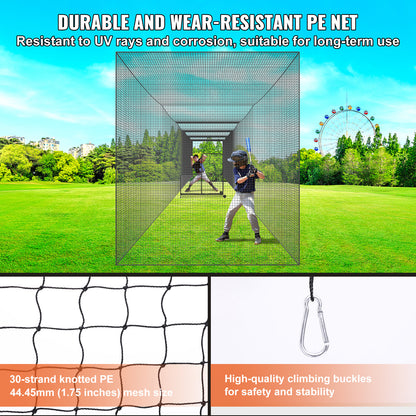 Slagnet Baseball – Trainingsnet Honkbal – Softbal Kooi Net – Batting Cage Net – Pitching Net – Groot Formaat 70x12x14 ft – Duurzaam PE Materiaal