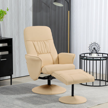 Relaxstoel – Relaxfauteuil – Draaifauteuil – Loungestoel – Fauteuil – 360° Draaibaar – Verstelbare Rugleuning Tot 145° – Beige Synthetisch Metalen Frame