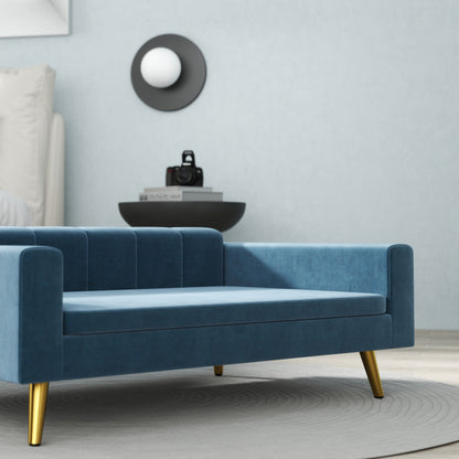 Hondenmand – Hondensofa – Hondenbed – Donutmand – Dierenmand – Velvet Bekleding – Roestvrijstalen Poten – 94x59,5x31,5 cm – Blauw