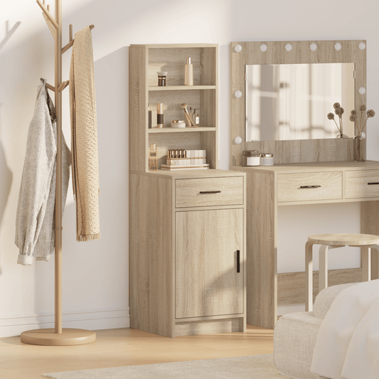 Armoires for Living Room Modern Wooden 40x41x135cm Tall Single-Story Solid Wood Frame with 3 Drawers, 2 Shelves & 2 Bench Cushions - No Assembly Required, Mixed Color, Easy Floor-Standing, Wooden Furniture, Contemporary Furni