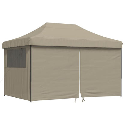 Partytent – Opvouwbare Tent – Vouwtent – Feesttent – Pop-up Tent – Taupe – 4 Zijwanden – Snel Op te Zetten