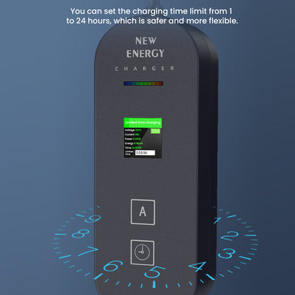 EV Laadpaal – EV Lader – Elektrische Oplader – Mobiele Lader – Laadstation – 3,6 kW Vermogen – Verstelbare Laadstroom 8-16A – LED Display – 5 Meter Kabel