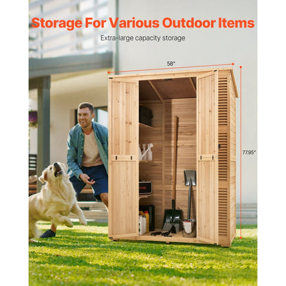 Houten Tuinkast – Buitenberging – Tuinberging – Tuinkast Opbergkast – Cederhout – Weerbestendig Dak – Grote Opbergruimte 147x198 cm
