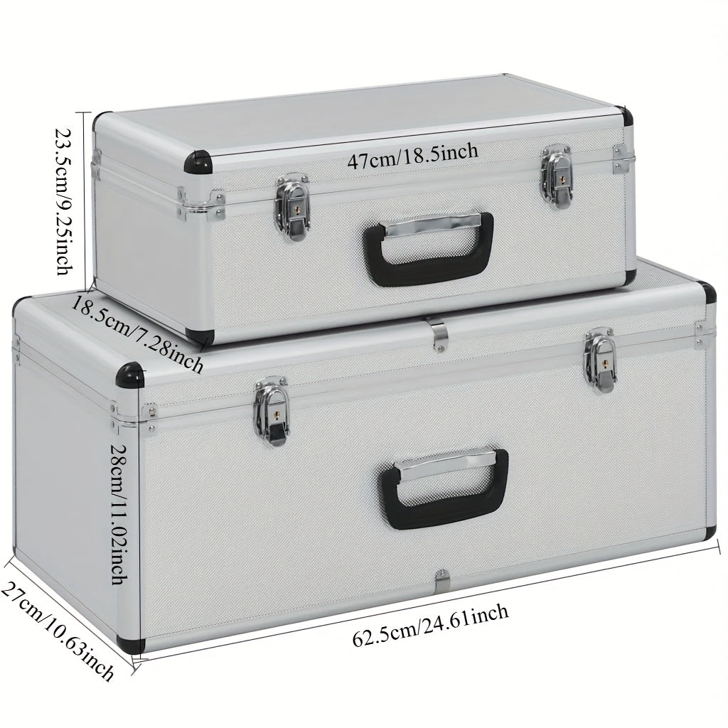 Aluminium Opbergkoffer – Opbergbox – Gereedschapskist – Organizer – Make-up Koffer – Set Van 2 – Lichtgewicht & Versterkte Hoeken – Inclusief Slot Met Sleutels - Zilver
