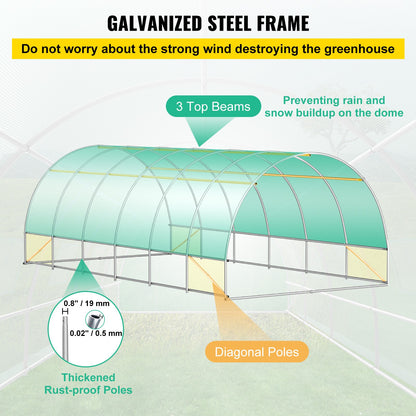 Tunnelkas – Kweekkas – Serre – Groentekas – Plantentunnel – Stevig Gegalvaniseerd Stalen Frame – Waterdichte UV-bestendige PE Folie