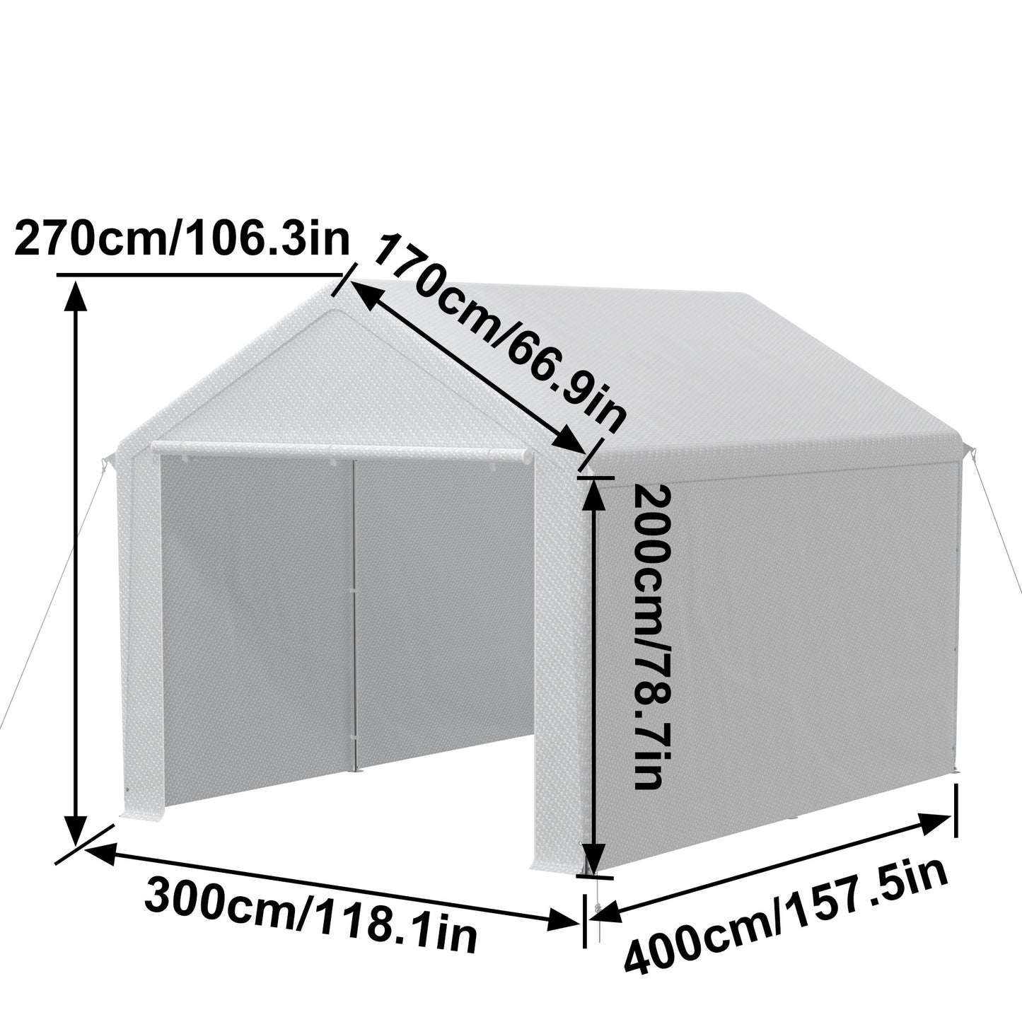 Opvouwbare Opslagtent – Tuinkantoor – Garage Tent – Feesttent – Buitenschuur – 4x6 Meter – Stevig Gegalvaniseerd Staal – Rolluiken Met Rits