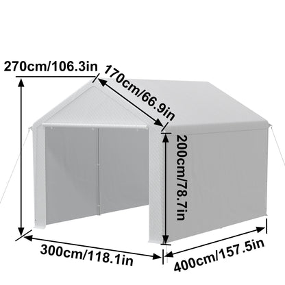 Opvouwbare Opslagtent – Tuinkantoor – Garage Tent – Feesttent – Buitenschuur – 4x6 Meter – Stevig Gegalvaniseerd Staal – Rolluiken Met Rits