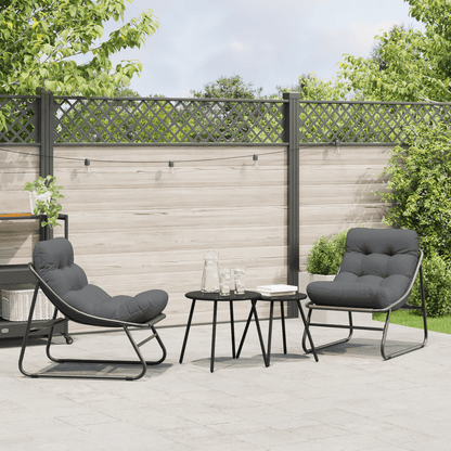 Tuinstoelen Set – Buitenstoelen – Tuinmeubelen – Balkon Stoelen – Staal Frame – Zwarte Kussens