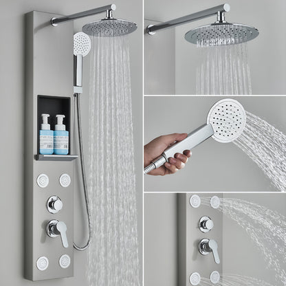 Douchesysteem – Doucheset – Regendouche – Douchepaneel – Douchekolom – 20 cm RVS Regendouche – 4 Verstelbare Body Jets – 3-Standen Handdouche – Mat Zwart