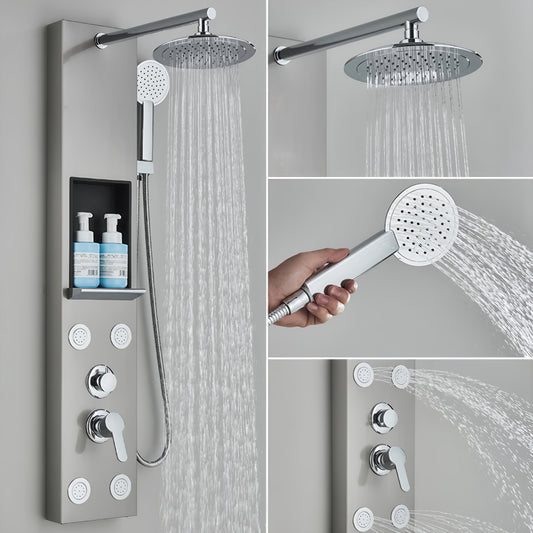 Douchesysteem – Doucheset – Regendouche – Douchepaneel – Douchekolom – 20 cm RVS Regendouche – 4 Verstelbare Body Jets – 3-Standen Handdouche – Mat Zwart