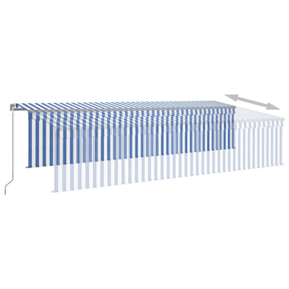 Uitschuifbaar Zonnescherm – Terraszonnescherm – Uitschuifbaar Markies – Buitenluifel – Balkonzonwering – Aluminium Frame – UV- en Waterbestendig Doek 6x3 Meter Blauw-Wit