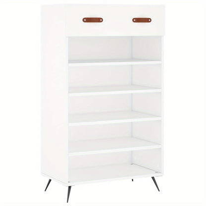 Schoenenkast – Schoenopberger – Schoenrek – Schoenmeubel – Schoenendoos – Wit – 60x35x105 cm – Gemaakt van Stabiel MDF