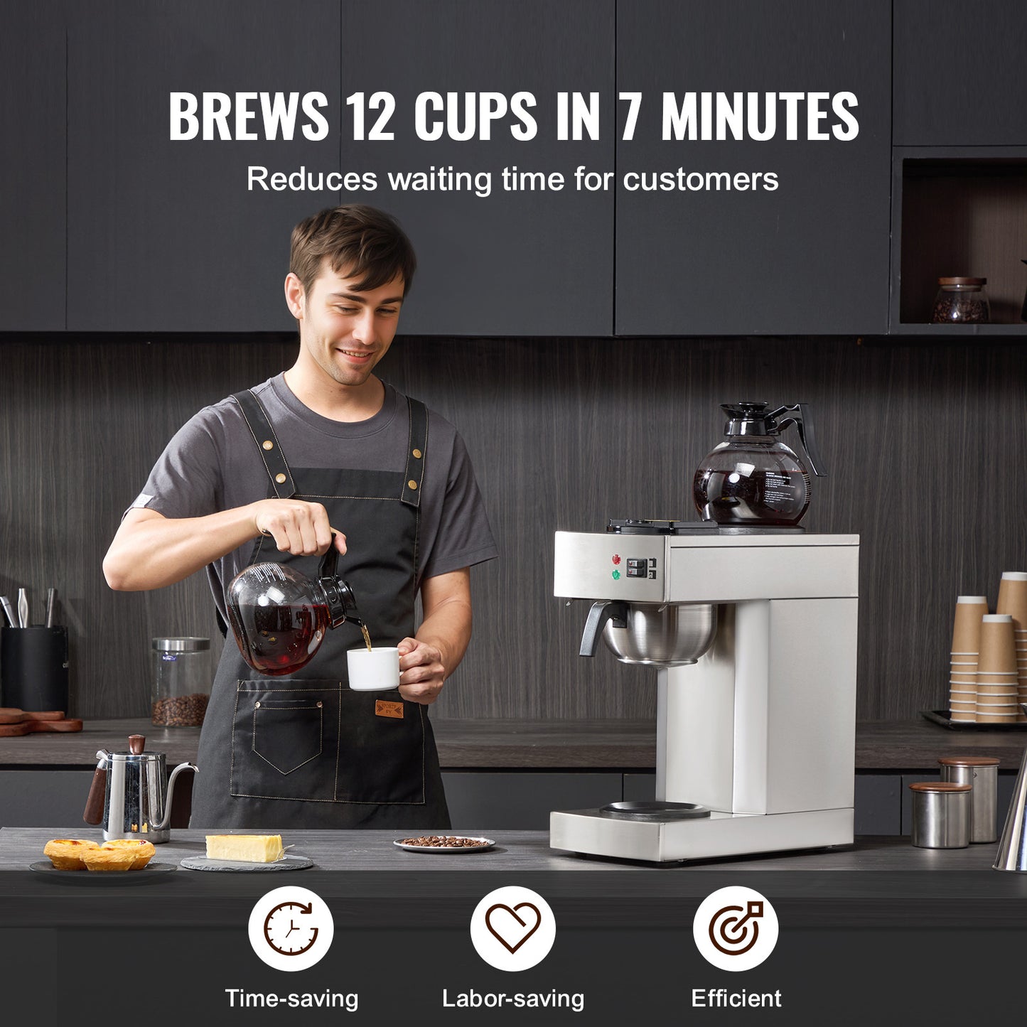 Koffiezetapparaat – Drip Koffiemachine – Koffiezetter – Horecakoffiezetter – Grootverbruik – 12 Kopjes – Twee Warmhoudplaten – Twee Glazen Karaffen – Roestvrijstalen Filter