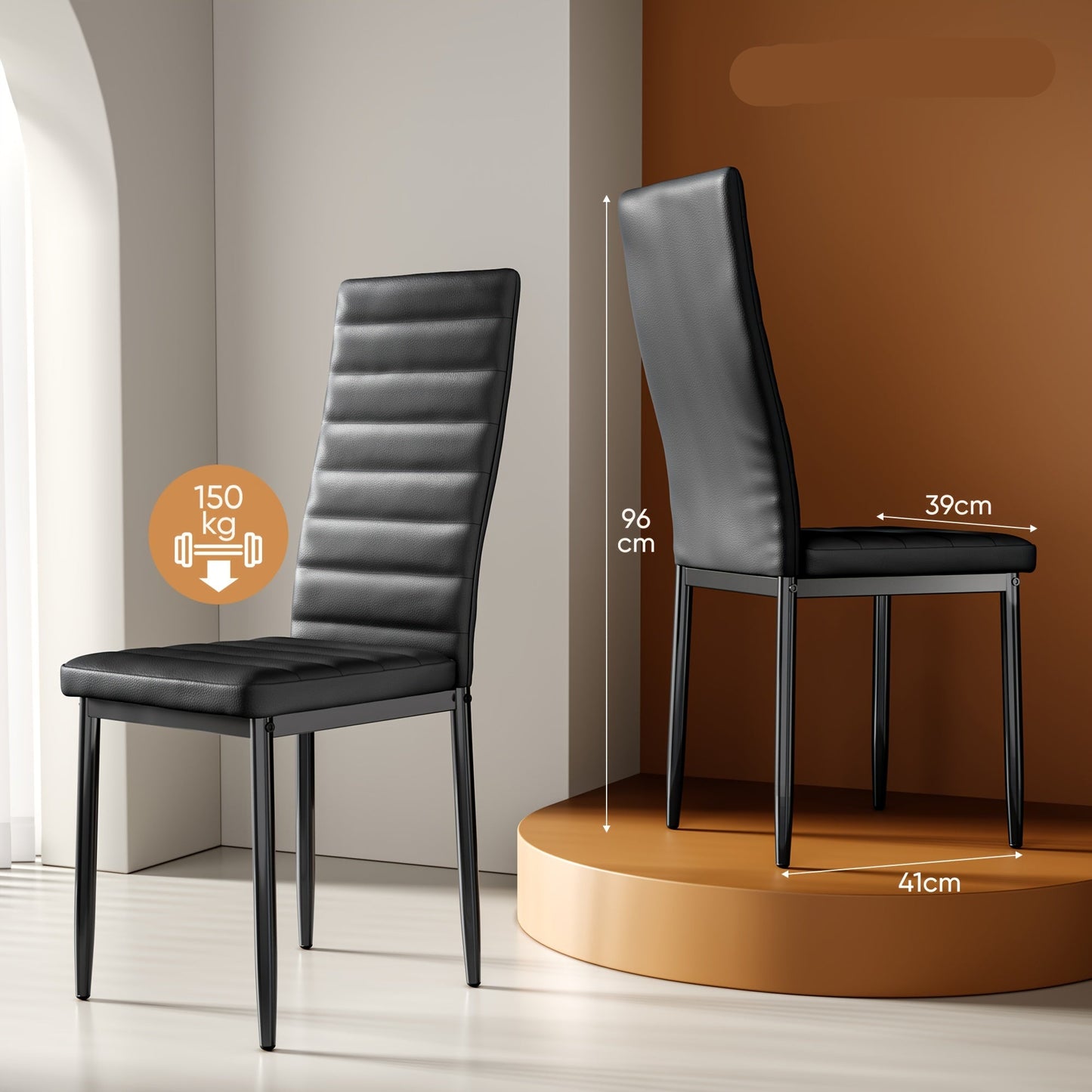 Eetkamerstoelen – Stoelen – Kuipstoelen – Keukenstoelen – Designstoelen – Set van 6 – Hoogwaardige Kunstleer Bekleding – Massief Houten Frame