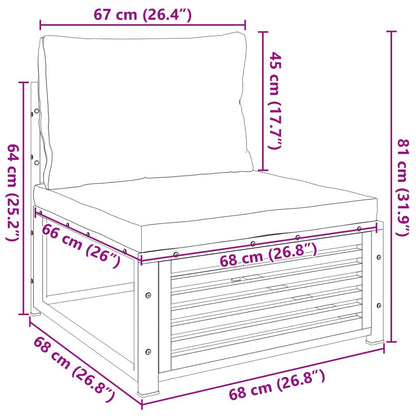 Tuinstoel – Tuinstoel – Balkonstoel – Loungestoel – Stoel Zonder Armleuningen – Massief Acaciahout – Inclusief Comfortabele Kussens