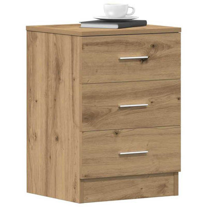 Nachtkastje – Nachtkastjes – Bijzettafel – Opbergkastje – Kast – Set van 2 – Natuurlijk Eikenhout – 38x35x55 cm – 3 Lades – Compact & Ruim