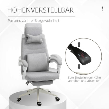 Gamingstoel – Gamestoel – Bureaustoel – Gaming Chair – Ergonomische Stoel – Verstelbare Zithoogte – Uittrekbare Voetensteun – Polyester & Foam – 62x68x117-127 cm