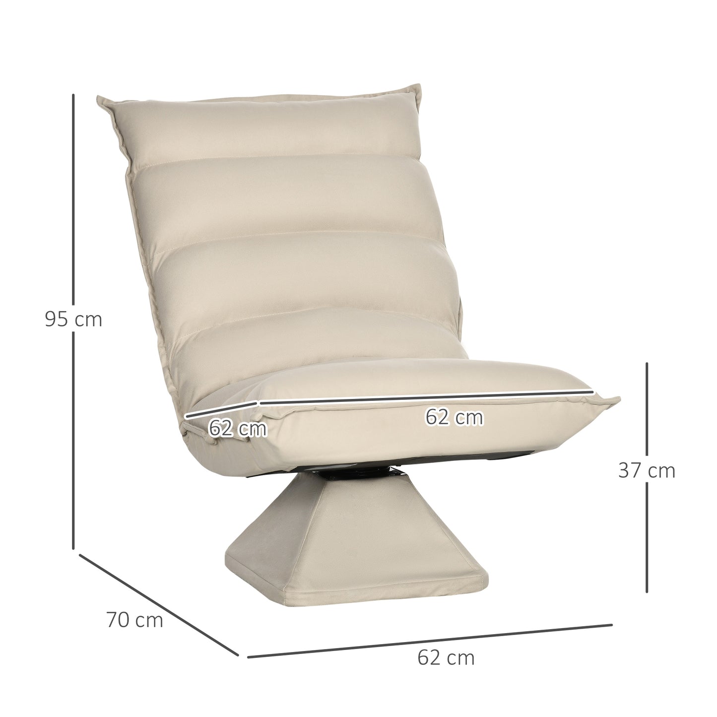Vloerkruikstoel – Vloerstoel – Lounger – Fauteuil – Relaxstoel – Verstelbare Rugleuning 120° – 360° Draaibaar – Beige Microfiber