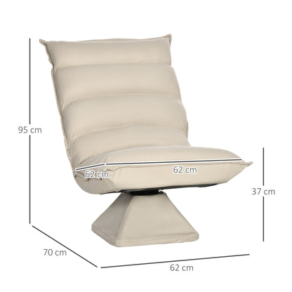 Vloerkruikstoel – Vloerstoel – Lounger – Fauteuil – Relaxstoel – Verstelbare Rugleuning 120° – 360° Draaibaar – Beige Microfiber
