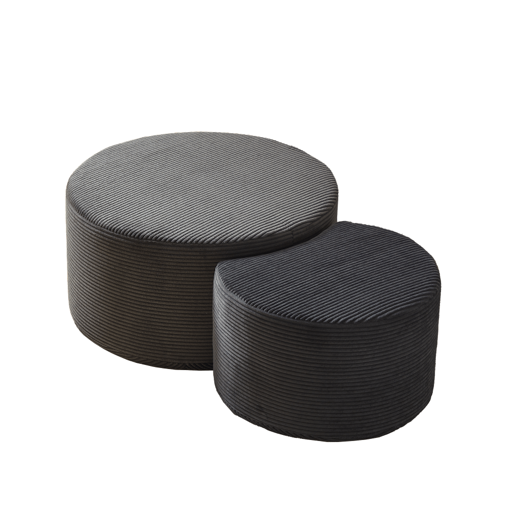 Salontafel – Koffietafel – Bijzettafel – Poef – Houten Tafel – Set Van 2 – Gestoffeerd Foamoppervlak – Compact Voor Kleine Ruimtes