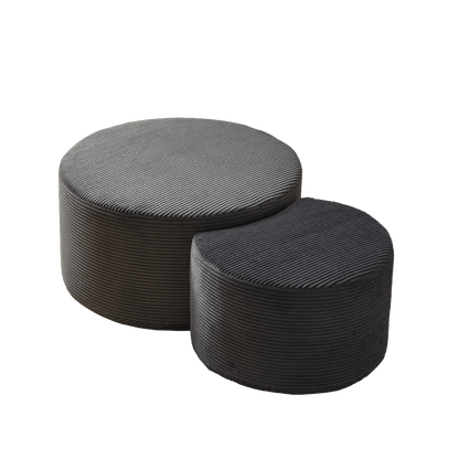 Salontafel – Koffietafel – Bijzettafel – Poef – Houten Tafel – Set Van 2 – Gestoffeerd Foamoppervlak – Compact Voor Kleine Ruimtes