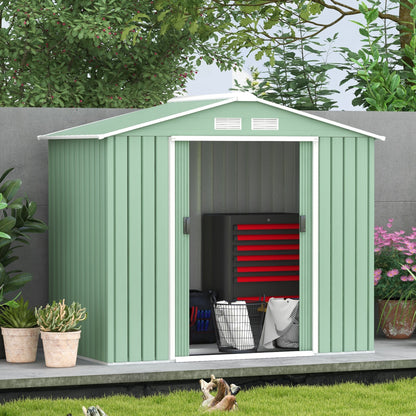 Tuinhuisje – Tuinschuur – Berging – Gereedschapsschuur – Lichtgroen – 2,5 m² Opbergruimte – Gegalvaniseerd Staal met Ventilatie en Dubbele Deuren met Sluitmogelijkheid