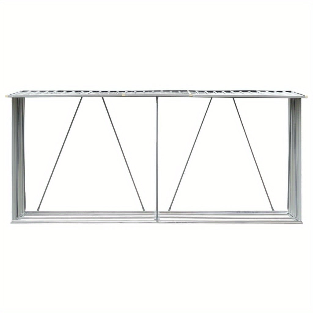 Houtopslag – Brandhoutrek – Haardhoutrek – Houtberging – Houtrek – Gegalvaniseerd Staal – 330x84x152 cm – Weerbestendig en Ventilerend