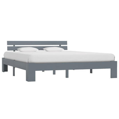 Bedframe – Massief Houten Bed – Grenen Bed – Tweepersoonsbed – Slaapbank – 180x200 cm – Massief Grenenhout – Tijdloos Grijs