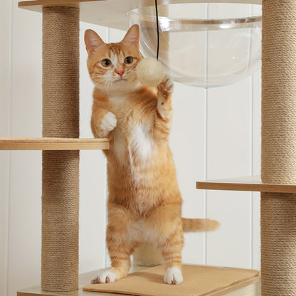 Krabpaal – Kattenboom – Kattenhuis – Kattentoren – Krabmeubel – 180 cm Hoog – Robuuste Houten Constructie