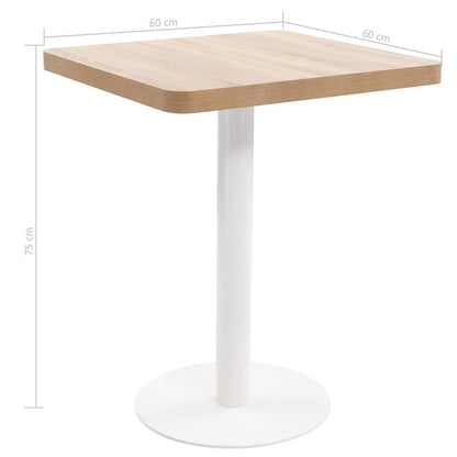 Bistrotically light brown 60x60cm MDF This bistro-style table is stylish and will be the focal point of your decor. It can also be used as a dining table. Practical and durable, it cleans easily with a damp cloth.,  Contempor