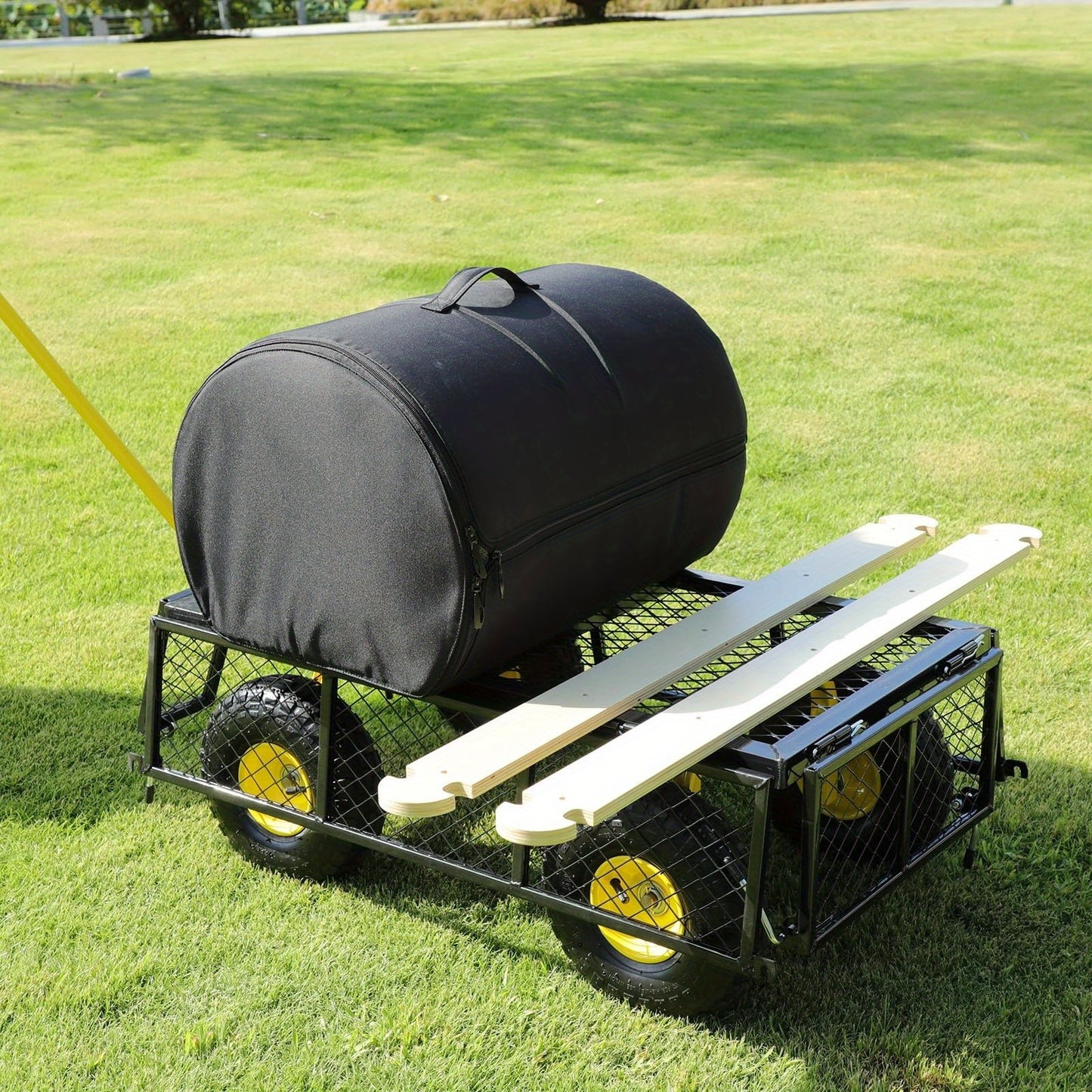 Tuinkar – Tuinwagen – Bolderkar – Transportkar – Kiepkar – 498,95 kg Draagvermogen – 240° Draaibare Handgreep – 25,4 cm Luchtbanden – Afneembare Zijpanelen