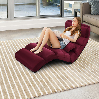 Loungestoel – Lazy Sofa – Relaxstoel – Fauteuil – Verstelbare Zitzak – 5 Posities – Faux Suède Bekleding – Compact & Lichtgewicht