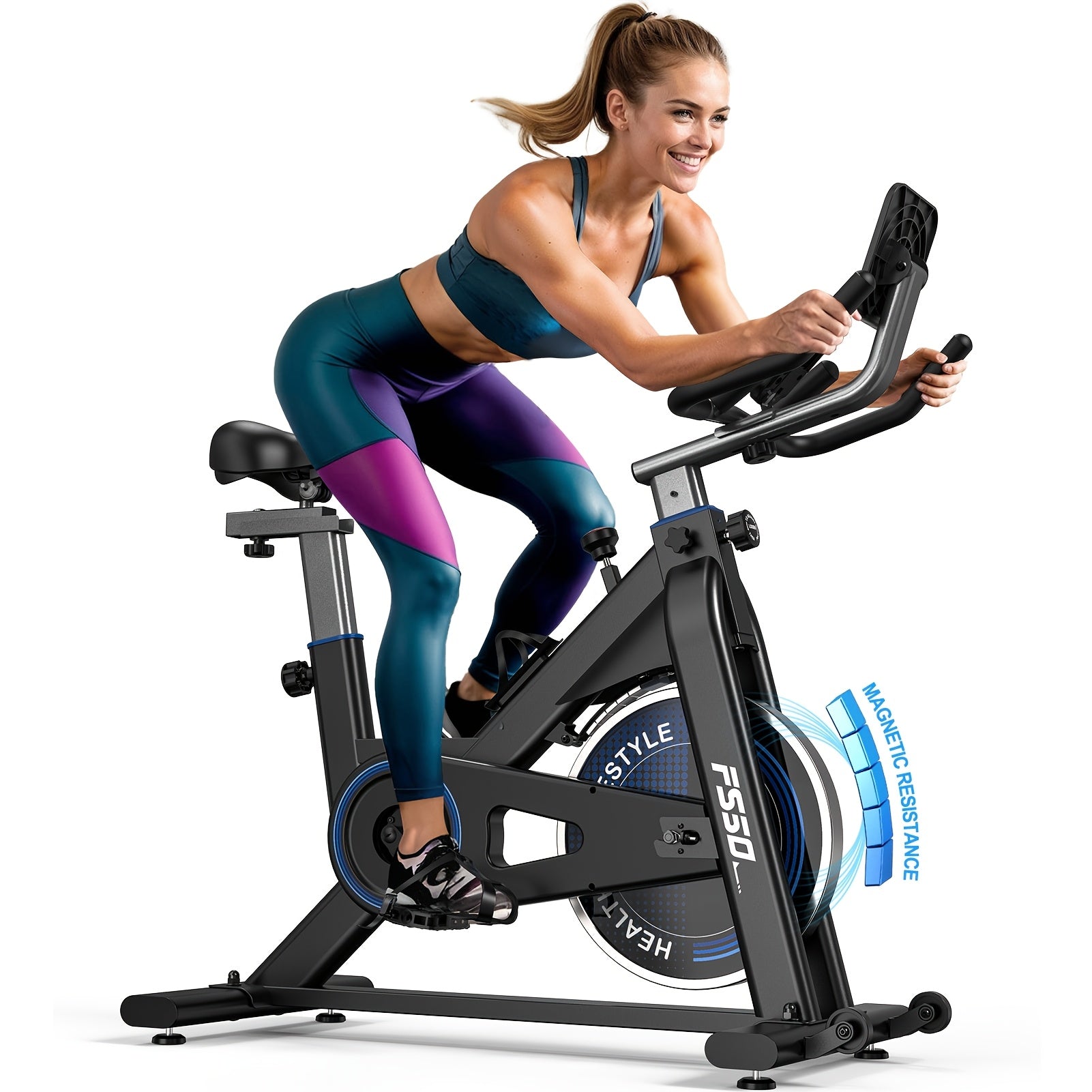 Indoor Cycling Bike – Hometrainer – Fitnessfiets – Stationaire Fiets – Binnenfiets – Stalen Frame – Magnetische Weerstand - Zwart - QUORE