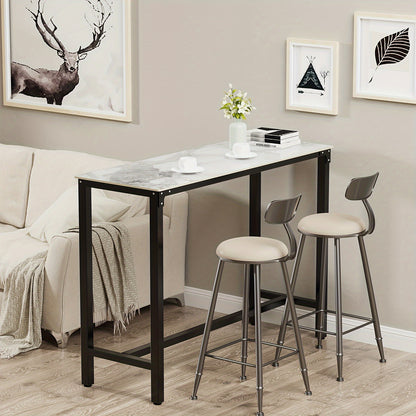 Bartafel Hoog – Barkruktafel – Statafel – Barmeubel – Keukentafel – Wit Zwart Sintered Stone Blad – Metaal Frame – Hittebestendig – 105 cm Hoog