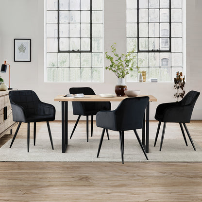 Eetkamerstoelen – Stoelen – Designstoelen – Velvet Stoelen – Armstoel – Set Van 2 – Donkergrijs – Ergonomisch Design – Memory Foam Zitting