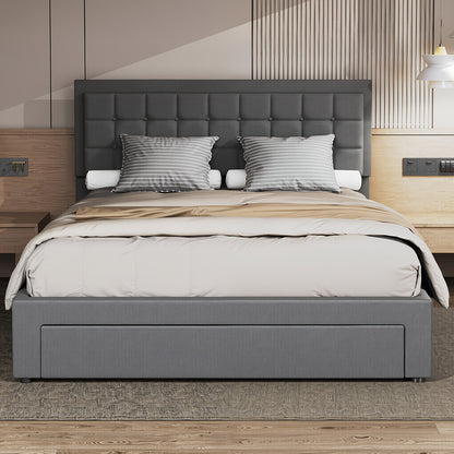 Opbergbed – Opbergbed met Gaslift – Bed met Lade – Gestoffeerd Bed – Tweepersoonsbed 160x200 cm – Gasveermechanisme – Gestoffeerd Hoofdeinde