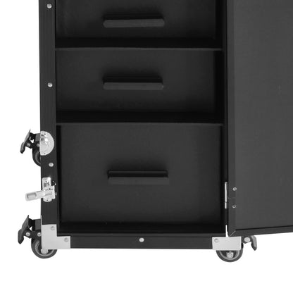 Heavy-Duty Rolling Manicure Table with Folding - Professional Makeup & Embroidery Trolley, Portable Cosmetic Case W/Spacious & Storage Organizer, Heavy-Resistant ABS/ Frame for Artists, Salons, Travel