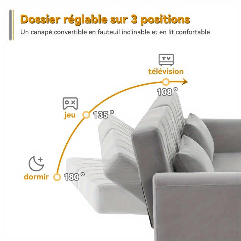 Slaapbank – Sofa Bed – Bedbank – 2-Zits Bank – Logeerbed – Velvet Bekleding – Ruimtebesparend Design – Zonder Elektriciteit