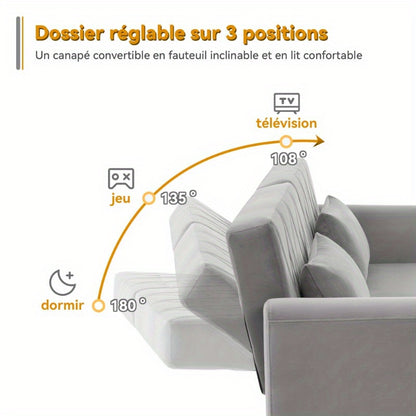 Slaapbank – Sofa Bed – Bedbank – 2-Zits Bank – Logeerbed – Velvet Bekleding – Ruimtebesparend Design – Zonder Elektriciteit