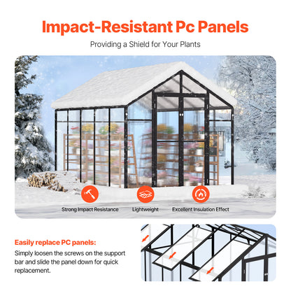Kas – Kweekkas – Tuinkas – Plantenkas – Serre – 8 x 10 Ft Ruim Formaat – UV-Bestendige Polycarbonaat Panelen