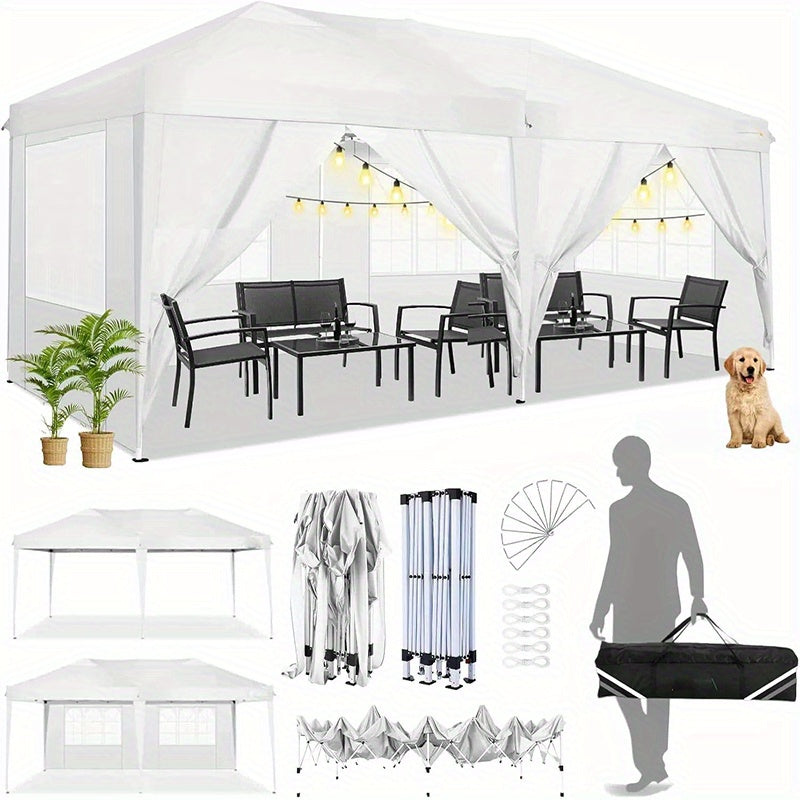 Pop-up Partytent – Vouwtent – Canopy Tent – Zonnescherm – Pavillon – 3x6 Meter – Waterdicht Met UPF 50+ Bescherming – 6 Afneembare Zijwanden