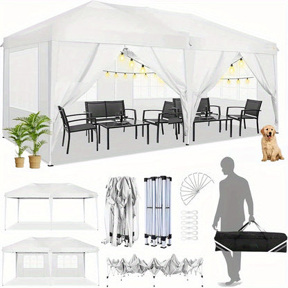 Pop-up Partytent – Vouwtent – Zonnetent – Evenemententent – Partytent 3x6 Meter Zwart – Waterdicht Materiaal – UPF 50+ Zonbescherming