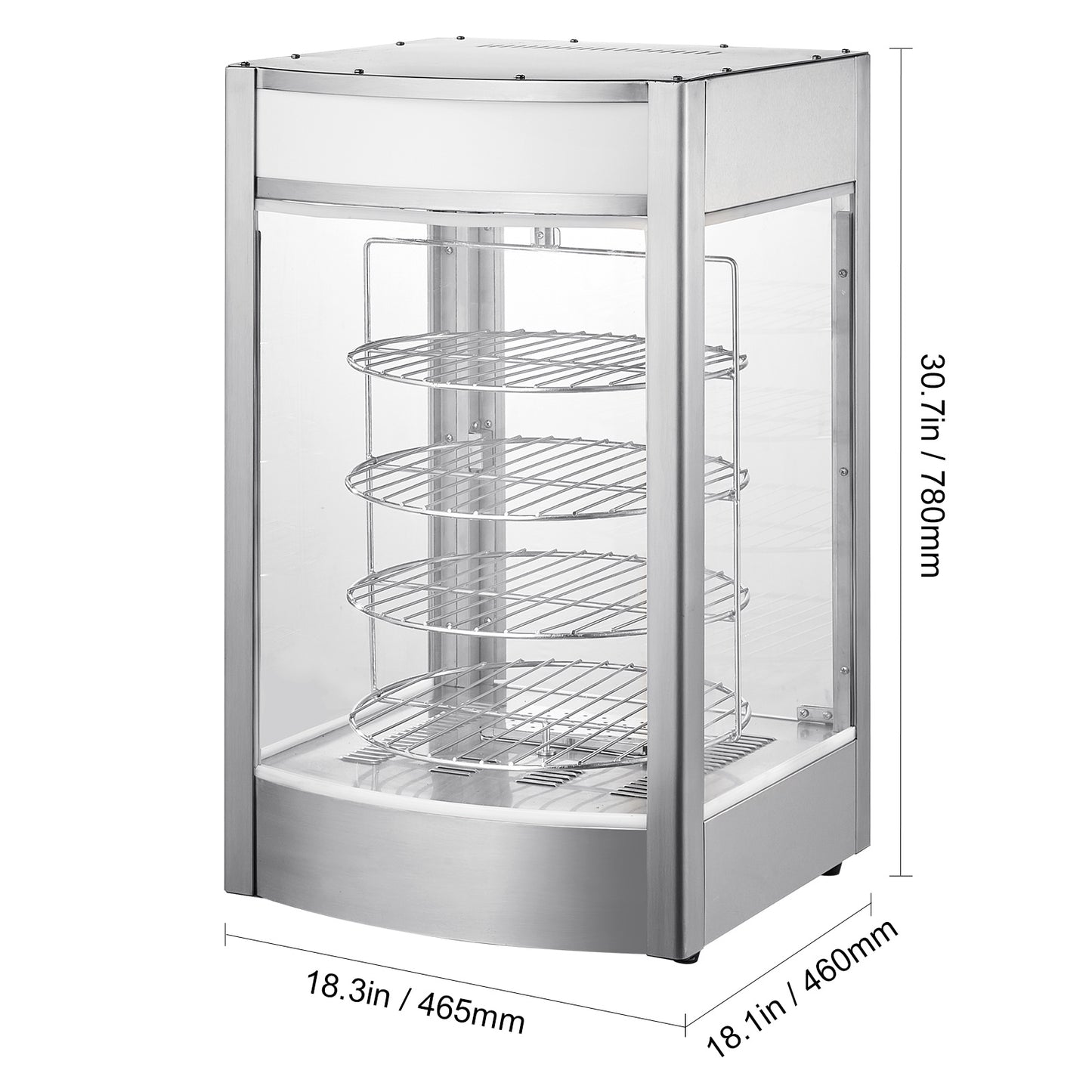 Pizza Warmer – Pizza Warmhoudkast – Pizza Display – Food Warmer – Warmhoudkast – 4-Laags Roestvrij Staal – Stoomfunctie Tegen Uitdroging