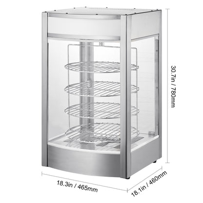 Pizza Warmer – Pizza Warmhoudkast – Pizza Display – Food Warmer – Warmhoudkast – 4-Laags Roestvrij Staal – Stoomfunctie Tegen Uitdroging