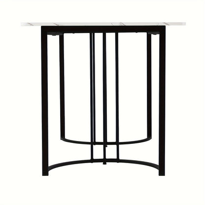 Eettafel – Tafeltje – Keukentafel – Diner tafel – Eetkamertafel – Rechthoekig – MDF Marmerpatroon – Verstelbare Metalen Poten