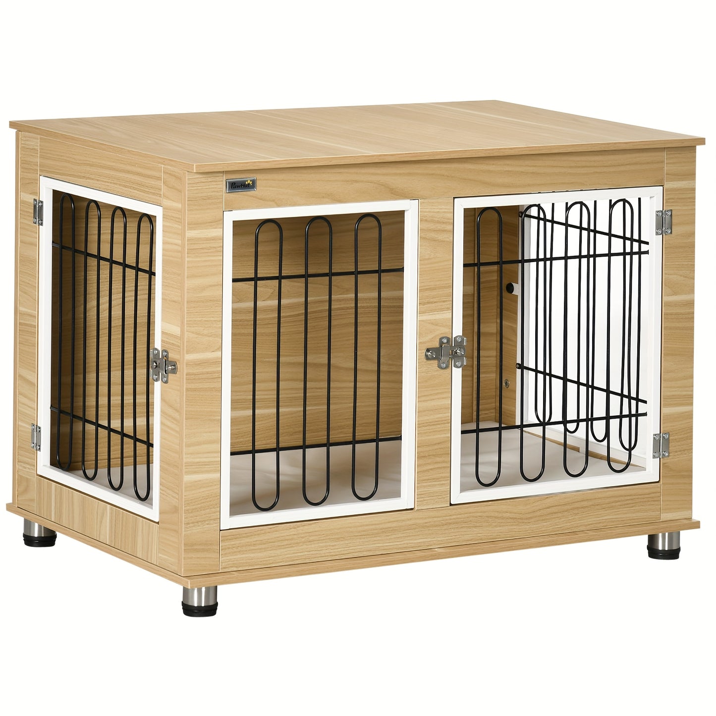 Hondenkennel – Hondenbench – Hondenkooi – Hondenhok – Hondenhuis – Medium – Stalen Materiaal – Dubbele Deuren Met Mat – Khaki